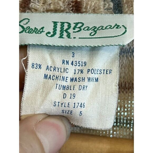 Vintage Sears JR Bazaar Stripe Terrycloth Midi Dress Size 1. E - Picture 6 of 6